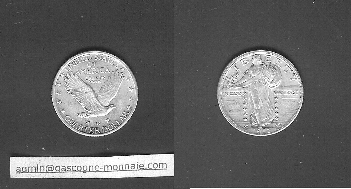 ÉTATS-UNIS D'AMÉRIQUE 1/4 Dollar 1917 FDC